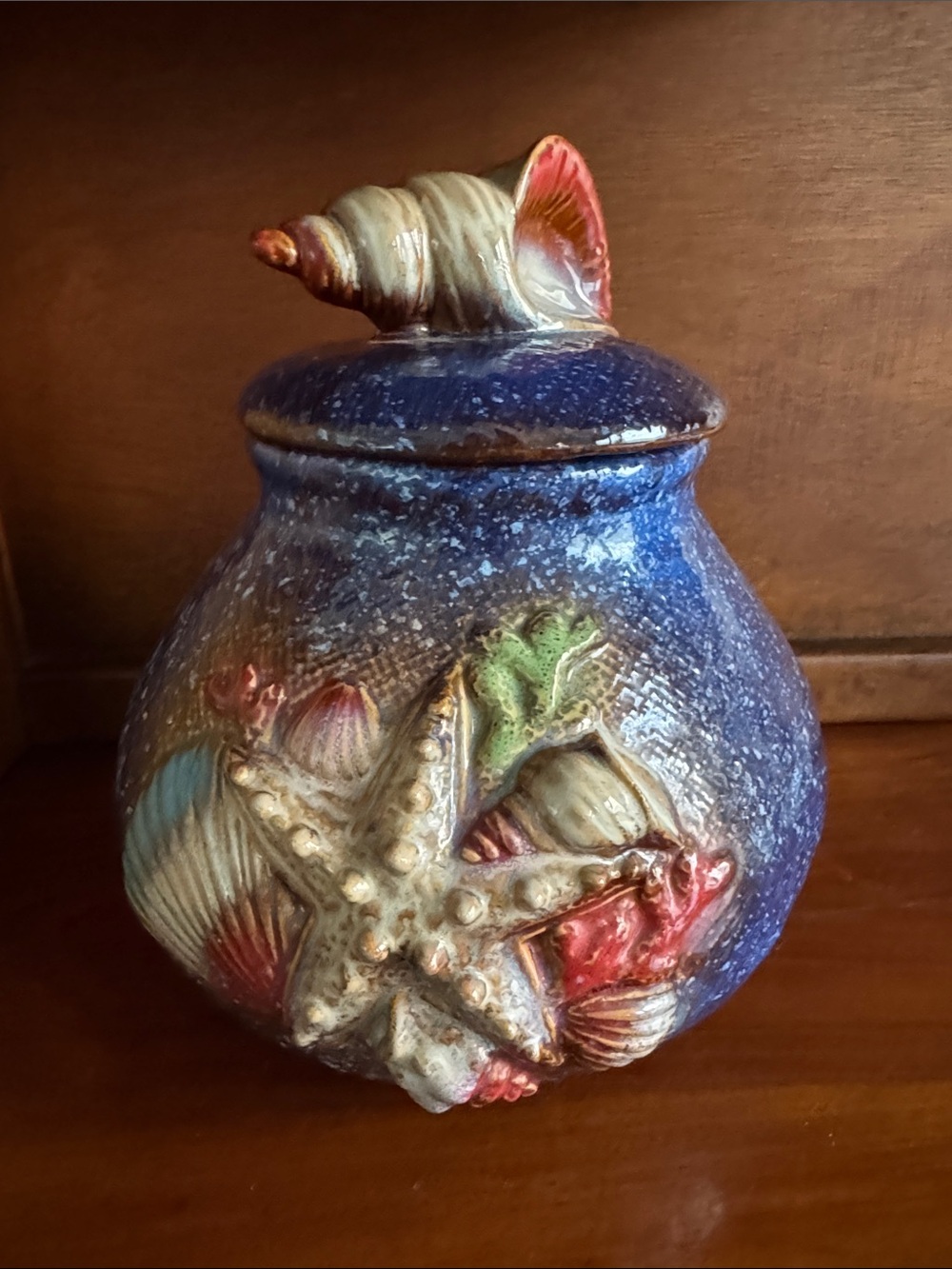 Cookie Jar Beach Nautical Conch Ocean Theme Blue